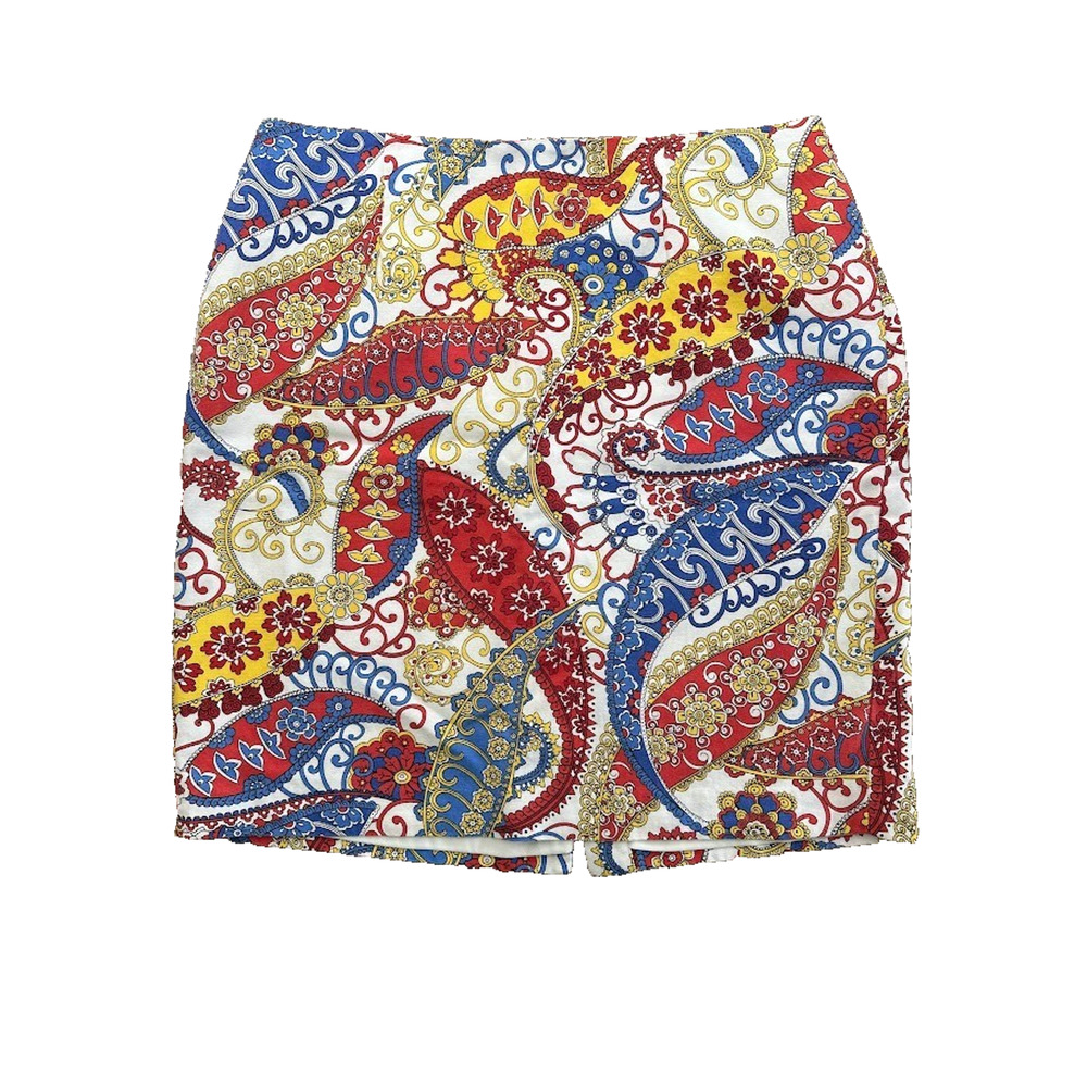 Talbots Skirt Canvas Pencil Plus Size 18W Paisley Stretch Office Knee Length